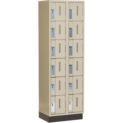 Concorde Heavy-Duty Lockers, 6 -tier, Bank of 2, 24" x 18" x 76", Steel, Beige, Welded (Assembled) Trail Hammer and Bolt