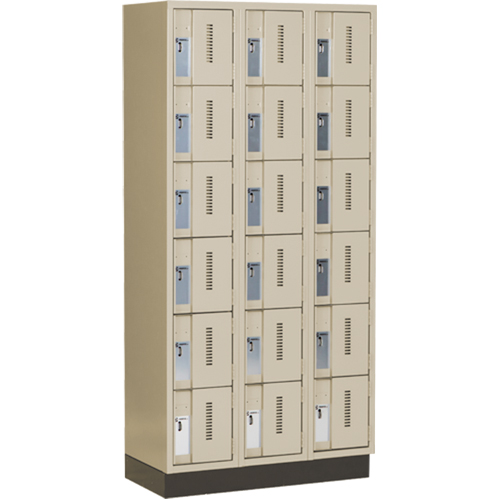 Casiers robustes Concorde, 6 niveaux, Bloc de 3, 36" x 18" x 76", Acier, Beige, Soud&eacute; (assembl&eacute;) Trail Hammer and Bolt