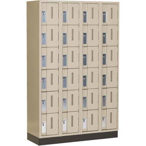 Concorde Heavy-Duty Lockers, 6 -tier, Bank of 4, 48" x 18" x 76", Steel, Beige, Welded (Assembled) Trail Hammer and Bolt