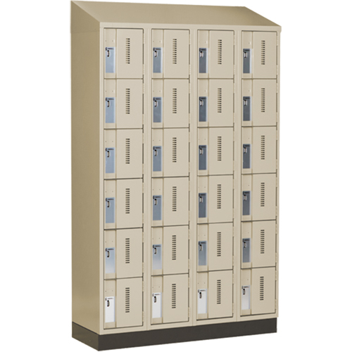 Concorde Heavy-Duty Lockers, 6 -tier, Bank of 4, 48" x 18" x 82", Steel, Beige, Welded (Assembled) Trail Hammer and Bolt