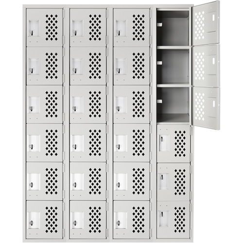 Petits casiers Clean Line, 6 niveaux, Bloc de 4, 18" x 72" x 12", Acier Trail Hammer and Bolt