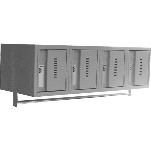 Wall Hung Lockers - Heavy Duty, Bank of 4, 18" x 12" x 12", Steel Trail Hammer and Bolt