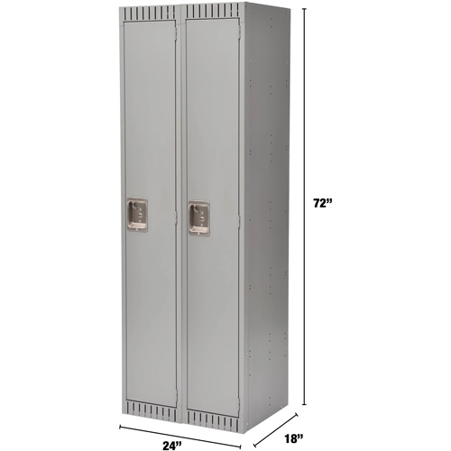 Lockers, Bank of 2, 24" x 18" x 72", Steel, Grey, Rivet (Assembled) Trail Hammer and Bolt