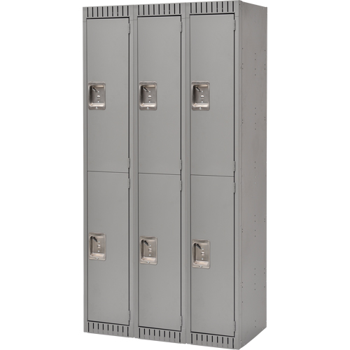 Casiers, 2 niveaux, Bloc de 3, 36" x 18" x 72", Acier, Gris, D&eacute;mont&eacute; Trail Hammer and Bolt