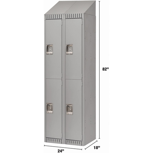 Casiers, 2 niveaux, Bloc de 2, 24" x 18" x 82", Acier, Gris, D&eacute;mont&eacute; Trail Hammer and Bolt