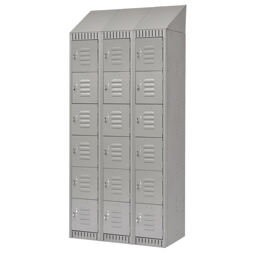 Lockers, 6 -tier, Bank of 3, 36" x 18" x 82", Steel, Grey, Knocked Down Trail Hammer and Bolt
