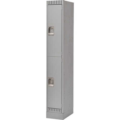 Lockers, 2 -tier, 12" x 18" x 76", Steel, Grey, Knocked Down Trail Hammer and Bolt