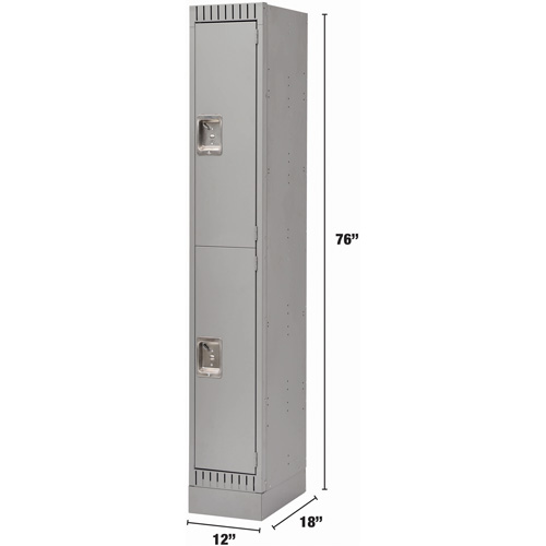Lockers, 2 -tier, 12" x 18" x 76", Steel, Grey, Knocked Down Trail Hammer and Bolt