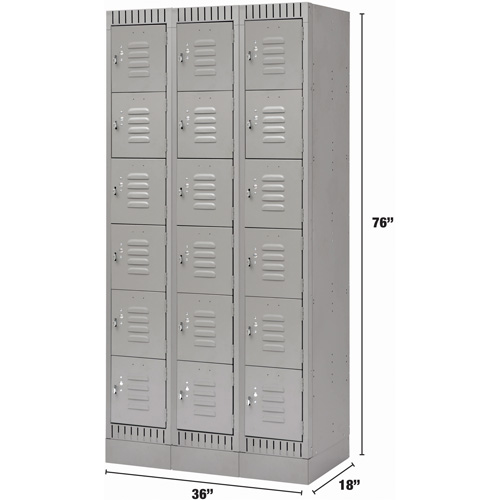 Casiers, 6 niveaux, Bloc de 3, 36" x 18" x 76", Acier, Gris, D&eacute;mont&eacute; Trail Hammer and Bolt