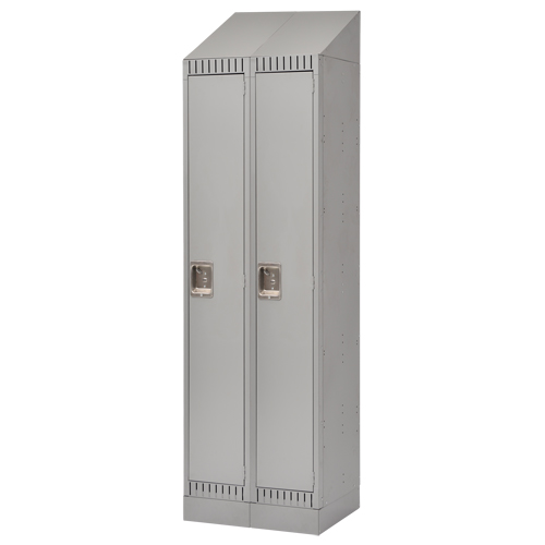 Assembled Lockers, Bank of 2, 24" x 18" x 72", Steel, Grey, Rivet (Assembled) Trail Hammer and Bolt