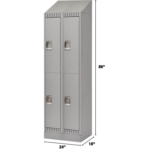 Casiers, 2 niveaux, Bloc de 2, 24" x 18" x 86", Acier, Gris, D&eacute;mont&eacute; Trail Hammer and Bolt