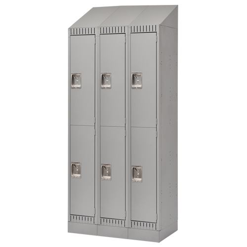 Casiers assembl&eacute;s, 2 niveaux, Bloc de 3, 36" x 18" x 72", Acier, Gris, Rivet (assembl&eacute;) Trail Hammer and Bolt
