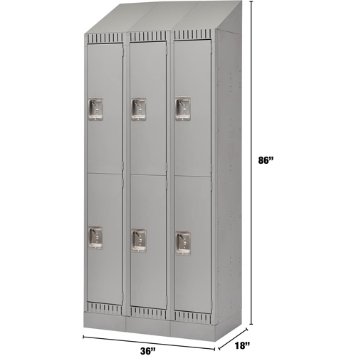 Casiers, 2 niveaux, Bloc de 3, 36" x 18" x 86", Acier, Gris, D&eacute;mont&eacute; Trail Hammer and Bolt