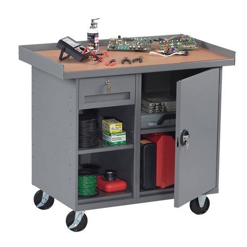 Mobile Workbench Cabinet, Laminate Surface Trail Hammer and Bolt