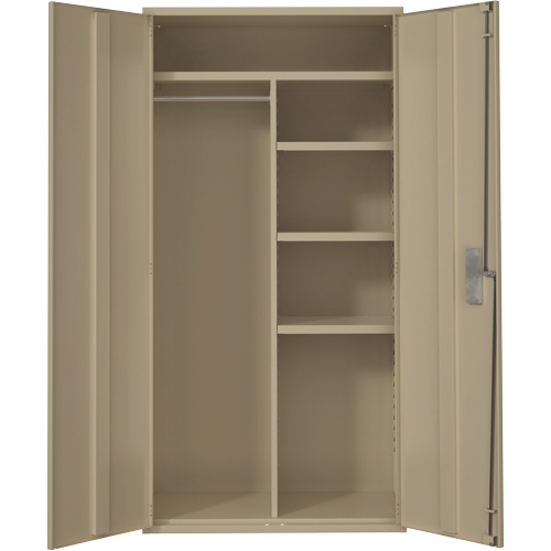 Armoire de rangements combin&eacute;s, Acier, 6 Tablettes, 72" h x 36" la x 18" P, Beige Trail Hammer and Bolt