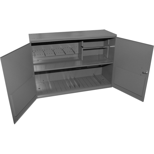 Abrasive Accessory Cabinet, Steel, 2 Drawers, 33-3/4" x 11-7/8" x 23-7/8", Grey Trail Hammer and Bolt
