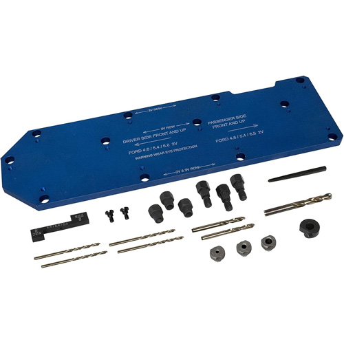 Gabarit de perçage pour installation sur collecteur pour Ford 4,6 L, 5,4 L, et 6,8 L Trail Hammer and Bolt