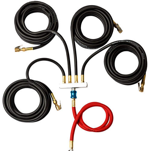 Wall-Mounted Tire Inflation System with 4-Hose Manifold Trail Hammer and Bolt