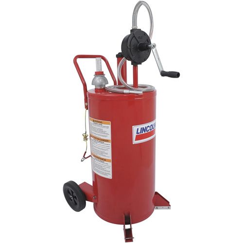 25-Gallon Steel Fuel Caddy with 2-Way Rotary Pump Trail Hammer and Bolt
