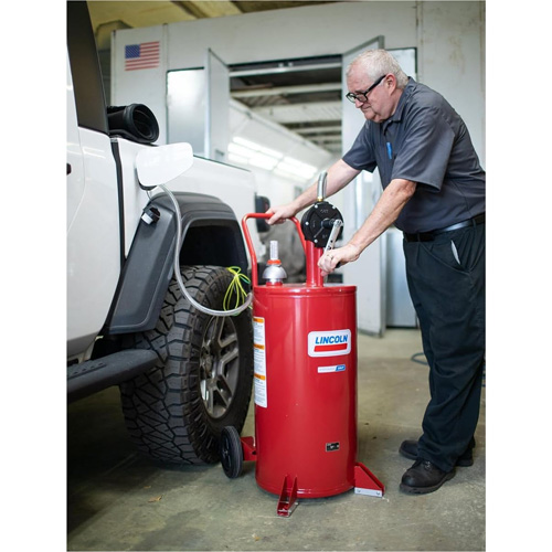 25-Gallon Steel Fuel Caddy with 2-Way Rotary Pump & Filter Trail Hammer and Bolt