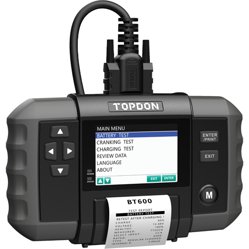 Testeur de batterie 12?V et de syst&egrave;mes 12?V/24?V BT600 avec imprimante int&eacute;gr&eacute;e Trail Hammer and Bolt