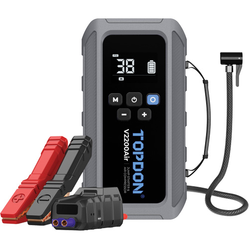 V2200Air 2-en-1: d&eacute;marreur de secours de 1200 A de pointe et gonfleur de pneus Trail Hammer and Bolt