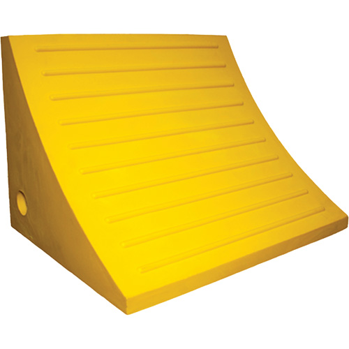 Wheel Chock, Polyurethane, Yellow, 15-1/4" W x 12-1/8" D x 10-3/4" H Trail Hammer and Bolt