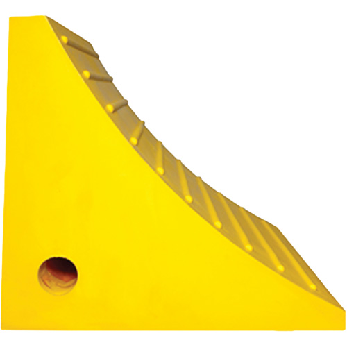 Wheel Chock, Polyurethane, Yellow, 15-1/4" W x 12-1/8" D x 10-3/4" H Trail Hammer and Bolt