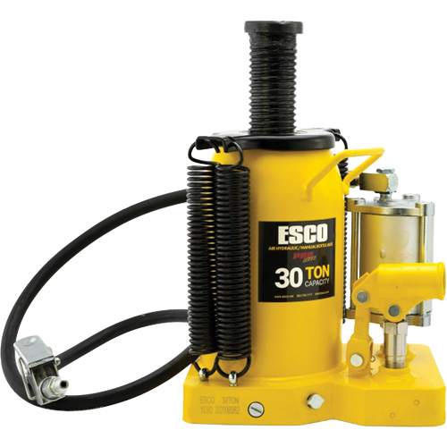 Pro Series  Bottle Jack, 30 tons, Air Hydraulic, 20" Raised Height Trail Hammer and Bolt