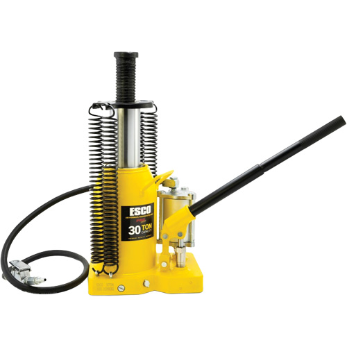 Pro Series  Bottle Jack, 30 tons, Air Hydraulic, 20" Raised Height Trail Hammer and Bolt