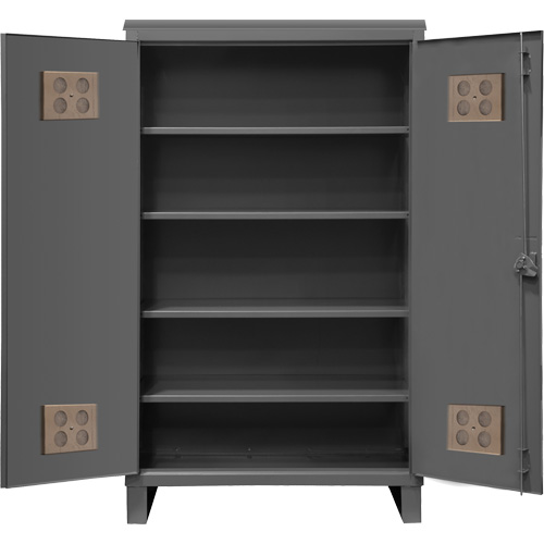Armoire ext&eacute;rieure robuste, Acier, 4 Tablettes, 78" h x 48" la x 24" P, Gris Trail Hammer and Bolt