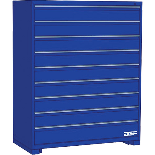 Modular Drawer Cabinet, 9 Drawers, 36" W x 28" D x 60" H, Blue Trail Hammer and Bolt