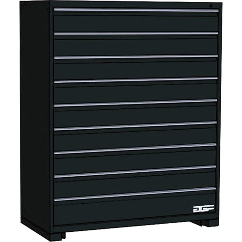 Modular Drawer Cabinet, 9 Drawers, 36" W x 28" D x 60" H, Black Trail Hammer and Bolt