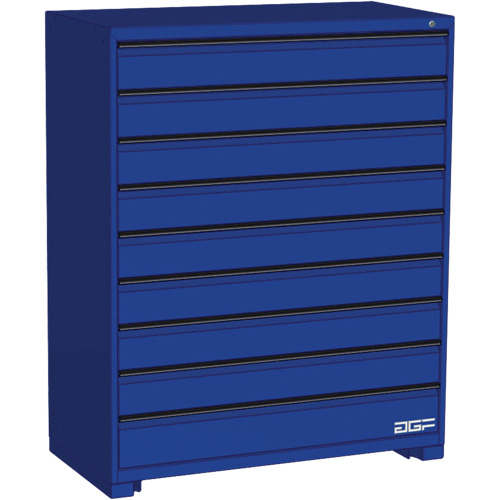 Modular Drawer Cabinet, 9 Drawers, 48" W x 24" D x 60" H, Blue Trail Hammer and Bolt