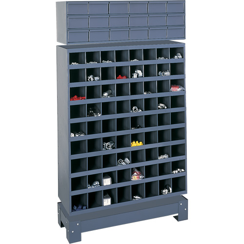 Modular Small Parts Storage Unit, Steel, 18 Drawers, 33-3/4" x 12-1/4" x 58-5/8", Grey Trail Hammer and Bolt