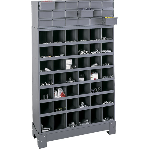 Unit&eacute; de stockage modulaire pour petites pi&egrave;ces, Acier, 18 tiroirs, 33-3/4" x 12-1/4" x 58-5/8", Gris Trail Hammer and Bolt