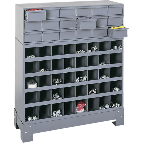 Unit&eacute; de stockage modulaire pour petites pi&egrave;ces, Acier, 18 tiroirs, 33-3/4" x 12-1/4" x 40-1/2", Gris Trail Hammer and Bolt