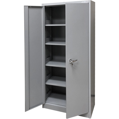 Armoire de rangement, Acier, 4 Tablettes, 66" h x 30" la x 15" P, Gris Trail Hammer and Bolt