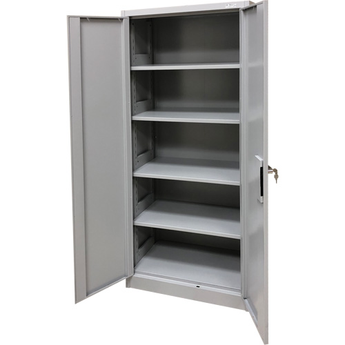 Armoire de rangement, Acier, 4 Tablettes, 66" h x 30" la x 15" P, Gris Trail Hammer and Bolt