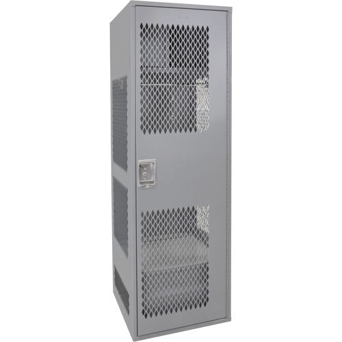 Casier pour &eacute;quipement avec porte, Acier, 24" la x 18" p x 72" h, Gris Trail Hammer and Bolt
