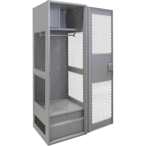 Casier pour &eacute;quipement avec porte, Acier, 24" la x 18" p x 72" h, Gris Trail Hammer and Bolt