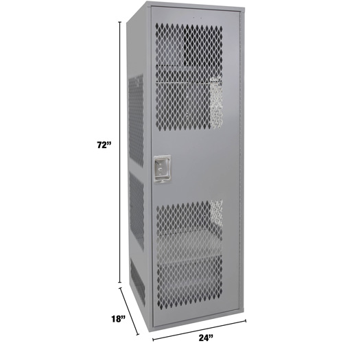 Casier pour &eacute;quipement avec porte, Acier, 24" la x 18" p x 72" h, Gris Trail Hammer and Bolt