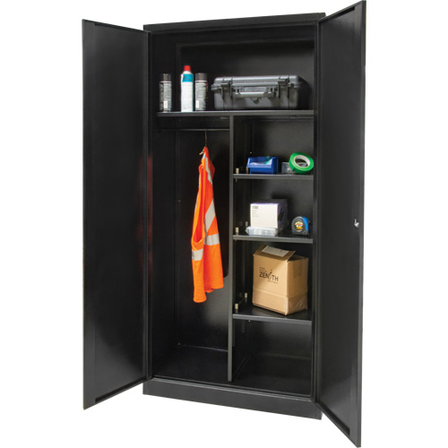 Armoire de rangement combin&eacute;e, 36" la x 18" p x 72" h, Noir Trail Hammer and Bolt