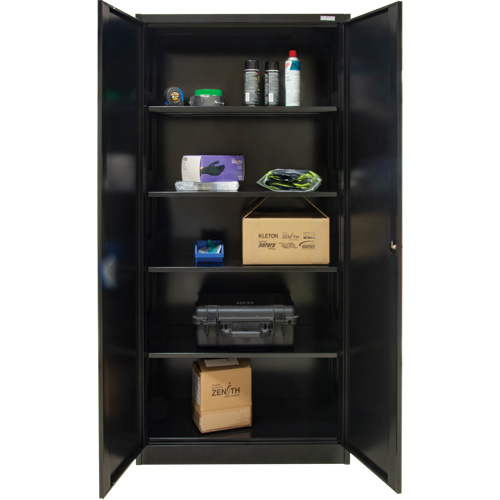 Hi-Boy Storage Cabinet, Steel, 4 Shelves, 72" H x 36" W x 18" D, Black Trail Hammer and Bolt