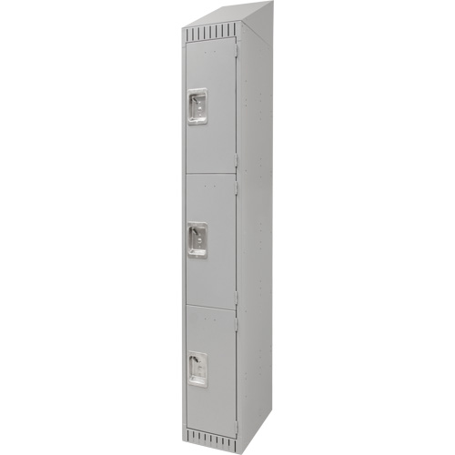 Lockers, 3 -tier, 12" x 18" x 82", Steel, Grey, Knocked Down Trail Hammer and Bolt