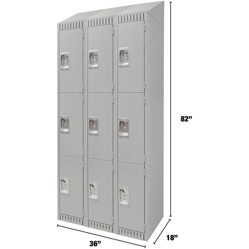 Casiers, 3 niveaux, Bloc de 3, 36" x 18" x 82", Acier, Gris, D&eacute;mont&eacute; Trail Hammer and Bolt