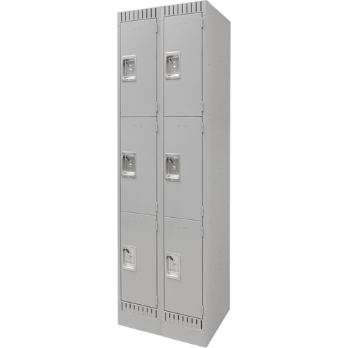 Lockers, 3 -tier, Bank of 2, 24" x 18" x 76", Steel, Grey, Knocked Down Trail Hammer and Bolt