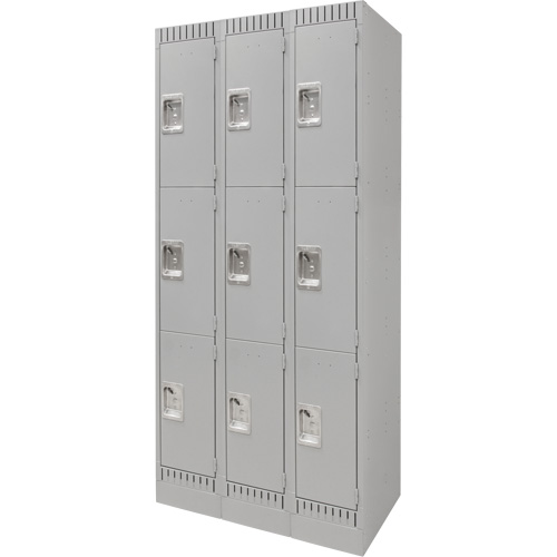 Casiers, 3 niveaux, Bloc de 3, 36" x 18" x 76", Acier, Gris, D&eacute;mont&eacute; Trail Hammer and Bolt