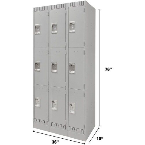 Casiers, 3 niveaux, Bloc de 3, 36" x 18" x 76", Acier, Gris, D&eacute;mont&eacute; Trail Hammer and Bolt