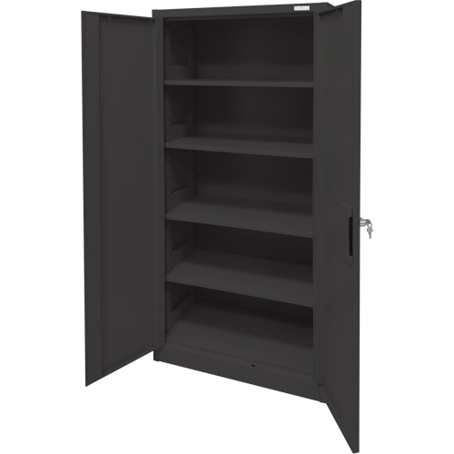 Storage Cabinet, Steel, 4 Shelves, 78" H x 36" W x 24" D, Black Trail Hammer and Bolt